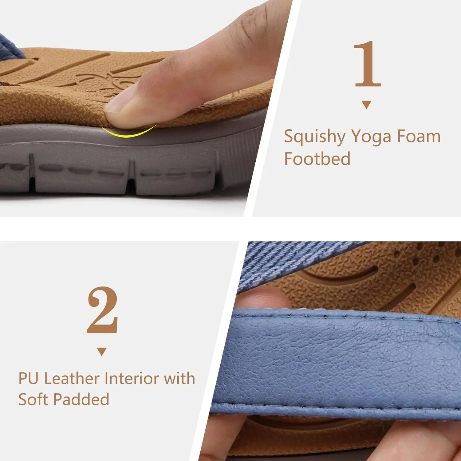 KuaiLu Womens Casual Flip Flops Yoga Mat Comfortable Cushion Arch Support Walking Thong Sandals Lightweight Non-Slip Summer Beach Slippers