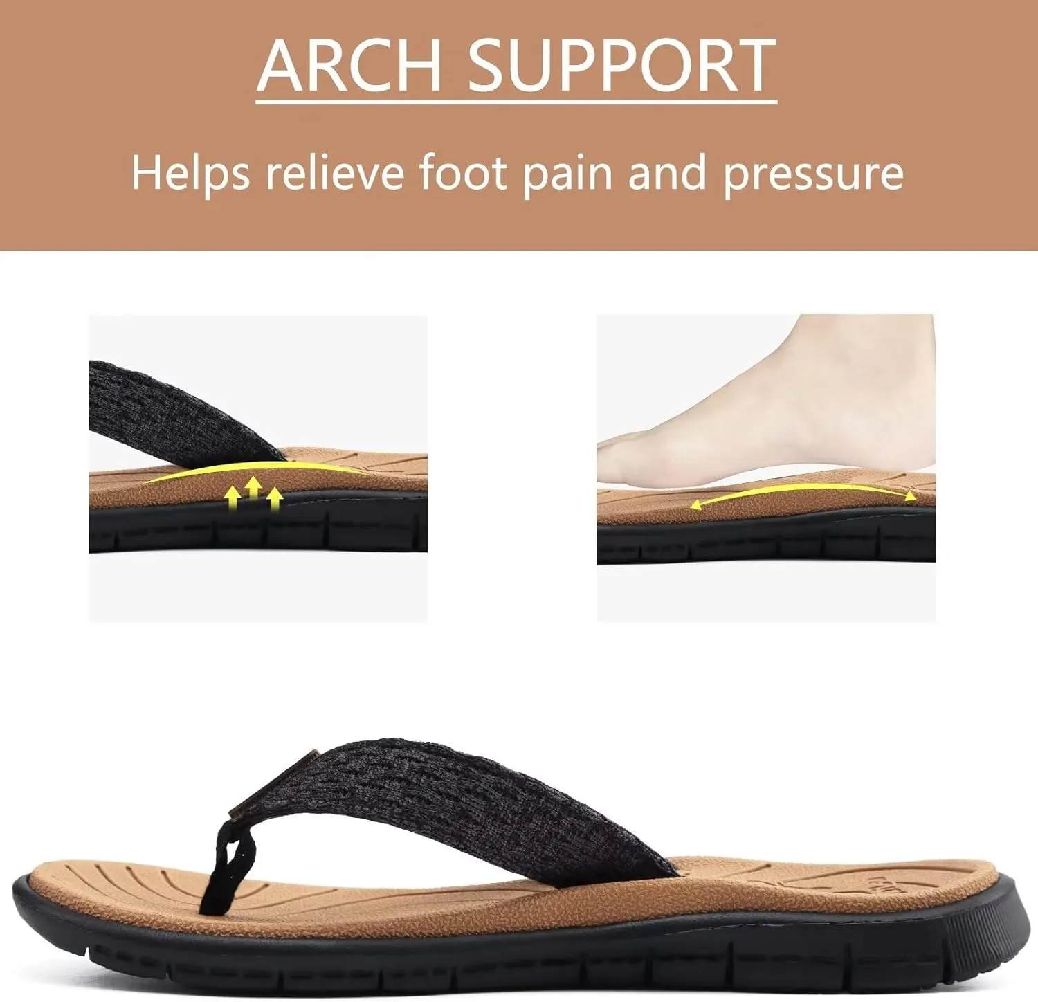 KuaiLu Womens Casual Flip Flops Yoga Mat Comfortable Cushion Arch Support Walking Thong Sandals Lightweight Non-Slip Summer Beach Slippers