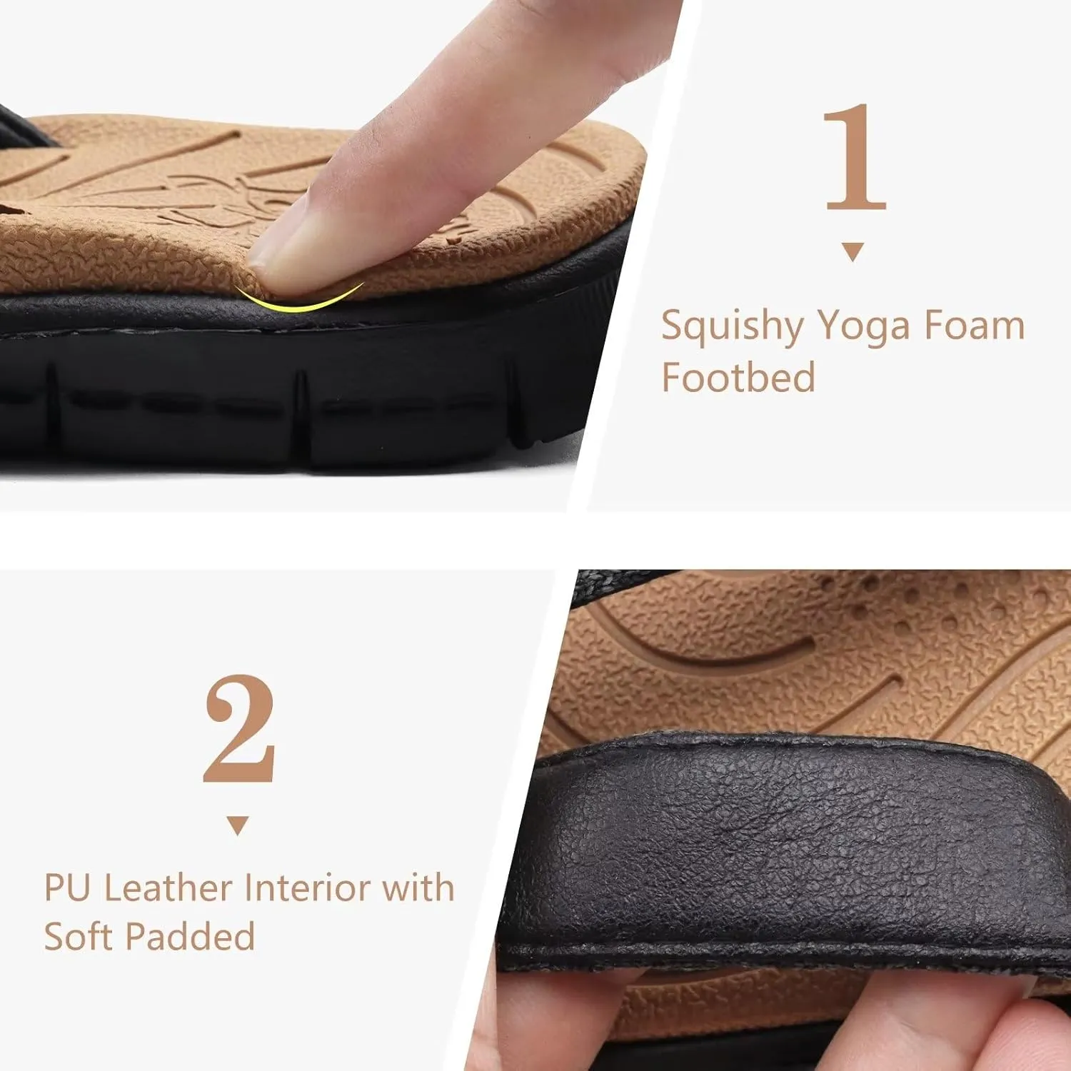 KuaiLu Womens Casual Flip Flops Yoga Mat Comfortable Cushion Arch Support Walking Thong Sandals Lightweight Non-Slip Summer Beach Slippers