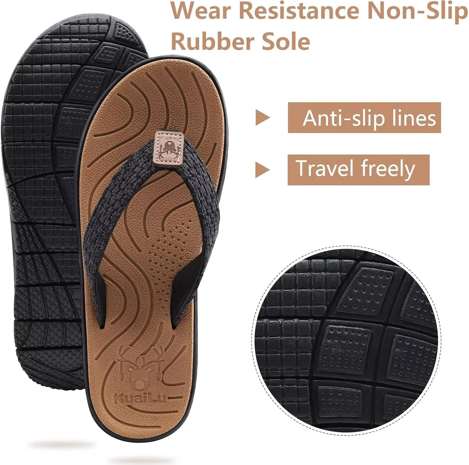 KuaiLu Womens Casual Flip Flops Yoga Mat Comfortable Cushion Arch Support Walking Thong Sandals Lightweight Non-Slip Summer Beach Slippers