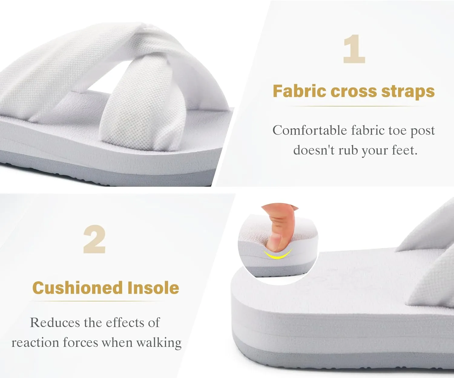 KuaiLu Womens Dressy Sandals with Arch Support Yoga Mat Comfortable Cushion Walking Criss Cross Slides Summer Beach Slip On Indoor Outdoor Slippers