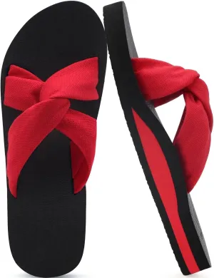 KuaiLu Womens Dressy Sandals with Arch Support Yoga Mat Comfortable Cushion Walking Criss Cross Slides Summer Beach Slip On Indoor Outdoor Slippers