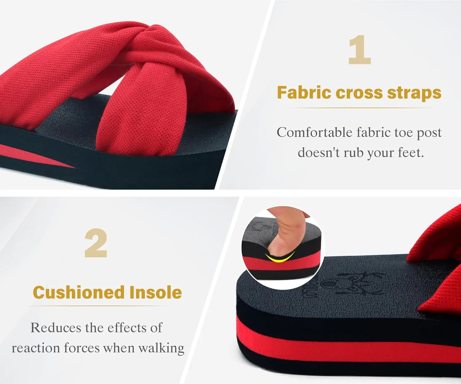 KuaiLu Womens Dressy Sandals with Arch Support Yoga Mat Comfortable Cushion Walking Criss Cross Slides Summer Beach Slip On Indoor Outdoor Slippers