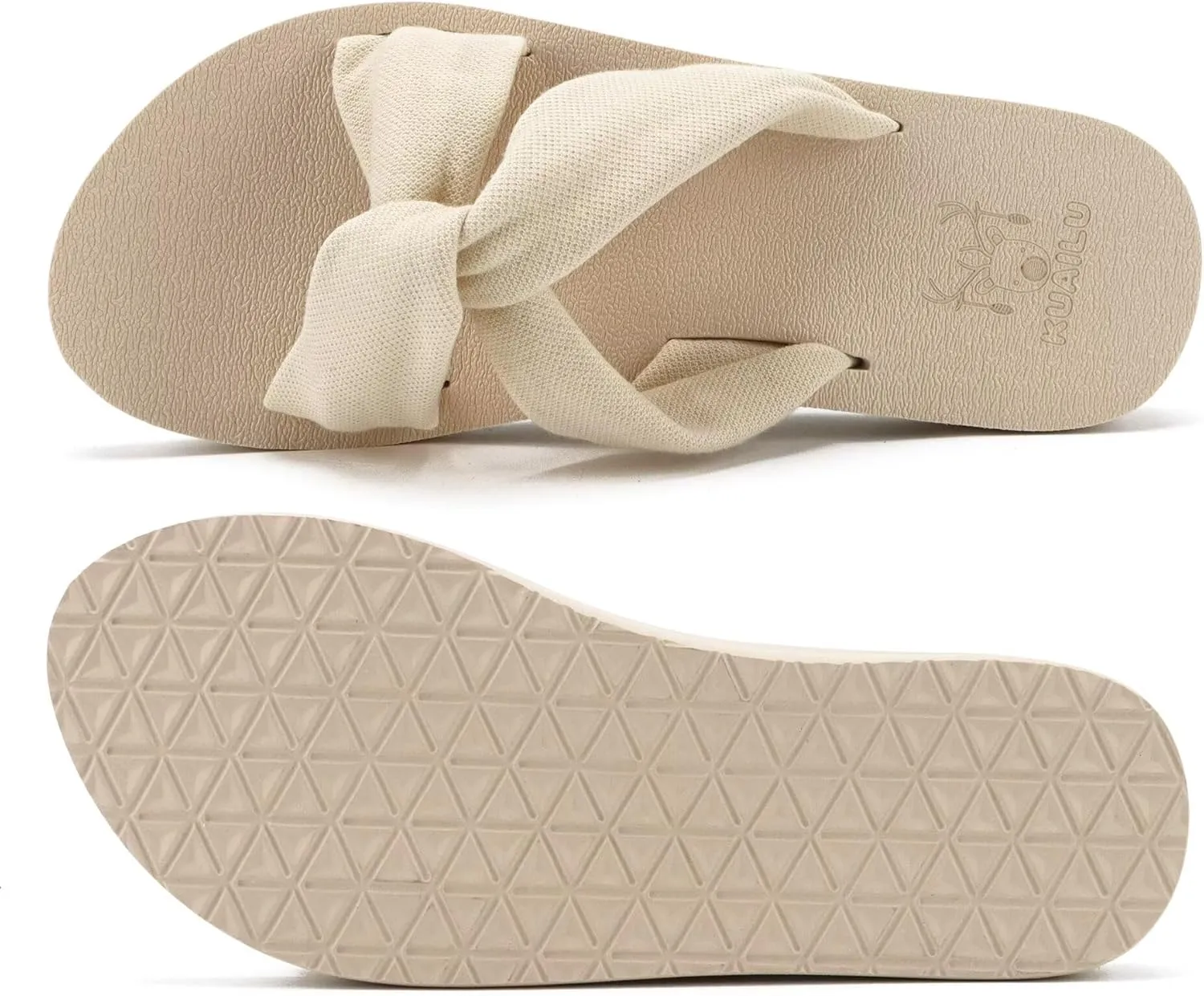 KuaiLu Womens Dressy Sandals with Arch Support Yoga Mat Comfortable Cushion Walking Criss Cross Slides Summer Beach Slip On Indoor Outdoor Slippers