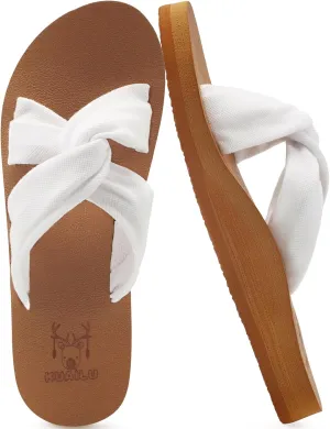 KuaiLu Womens Dressy Sandals with Arch Support Yoga Mat Comfortable Cushion Walking Criss Cross Slides Summer Beach Slip On Indoor Outdoor Slippers