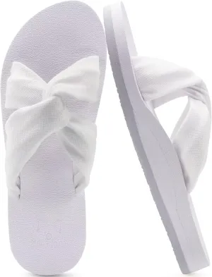 KuaiLu Womens Dressy Sandals with Arch Support Yoga Mat Comfortable Cushion Walking Criss Cross Slides Summer Beach Slip On Indoor Outdoor Slippers