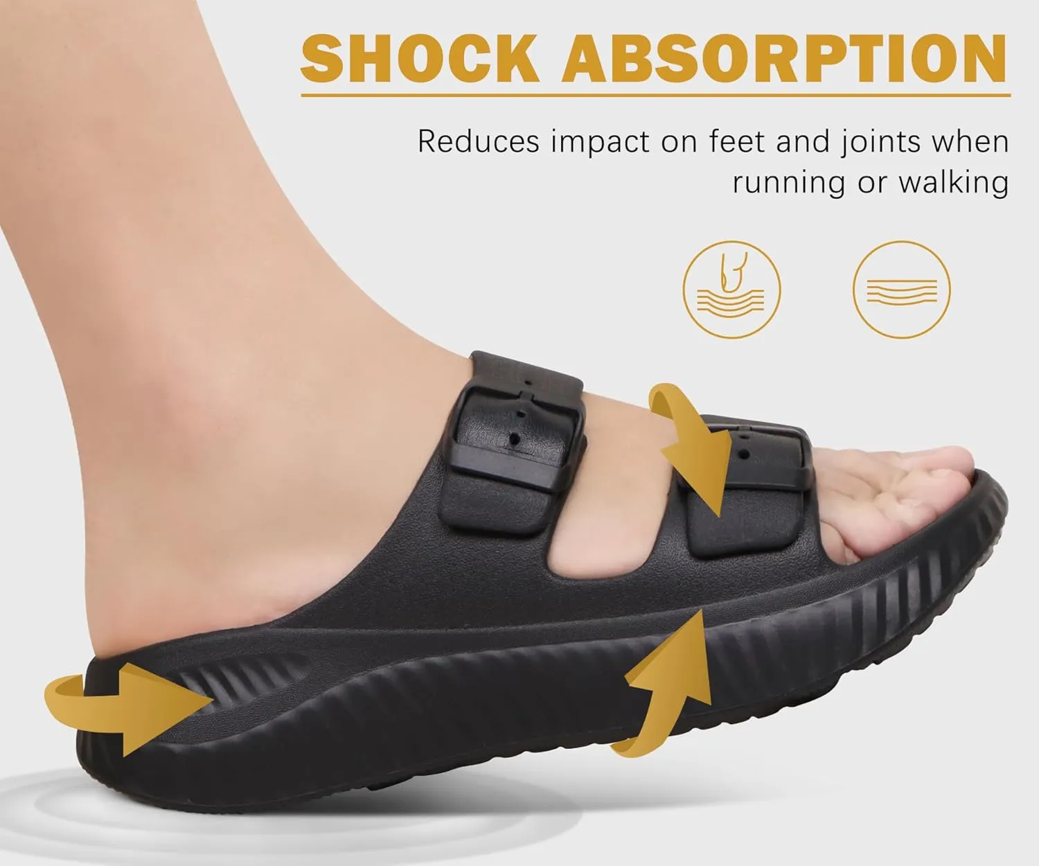 KuaiLu Womens Recovery Sandals With Comfortable Plantar Fasciitis Arch Support, Orthotic Adjustable Thick Cushion Sport Slides Reduces Stress on Feet, Joints & Back Post-Exercise