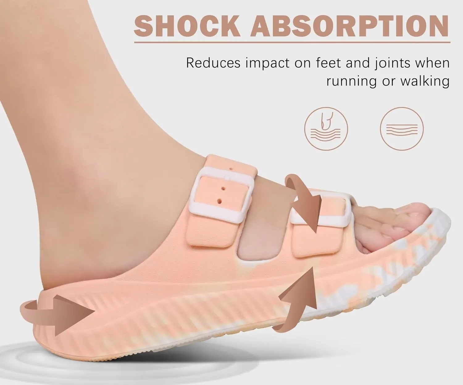 KuaiLu Womens Recovery Sandals With Comfortable Plantar Fasciitis Arch Support, Orthotic Adjustable Thick Cushion Sport Slides Reduces Stress on Feet, Joints & Back Post-Exercise