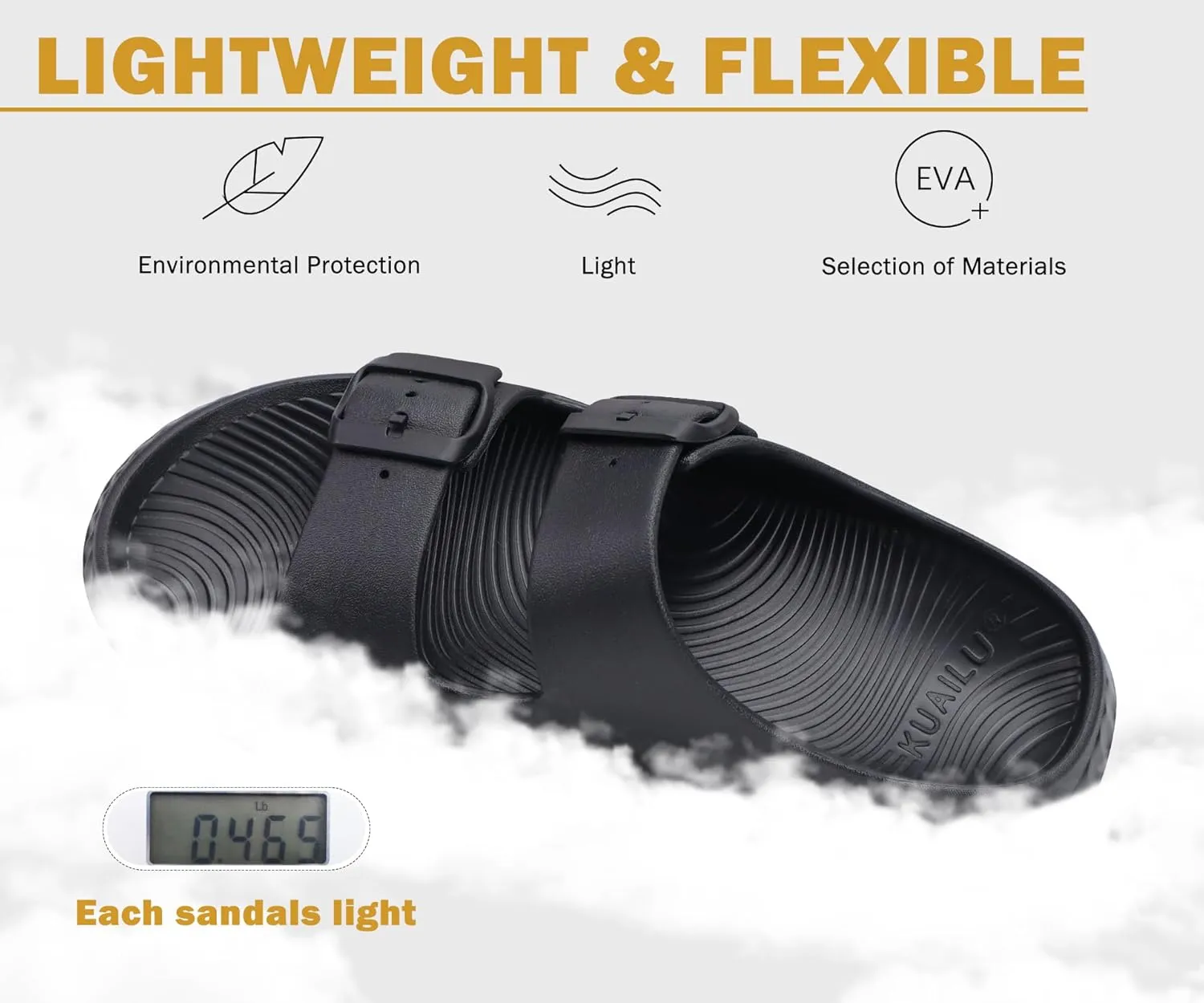 KuaiLu Womens Recovery Sandals With Comfortable Plantar Fasciitis Arch Support, Orthotic Adjustable Thick Cushion Sport Slides Reduces Stress on Feet, Joints & Back Post-Exercise