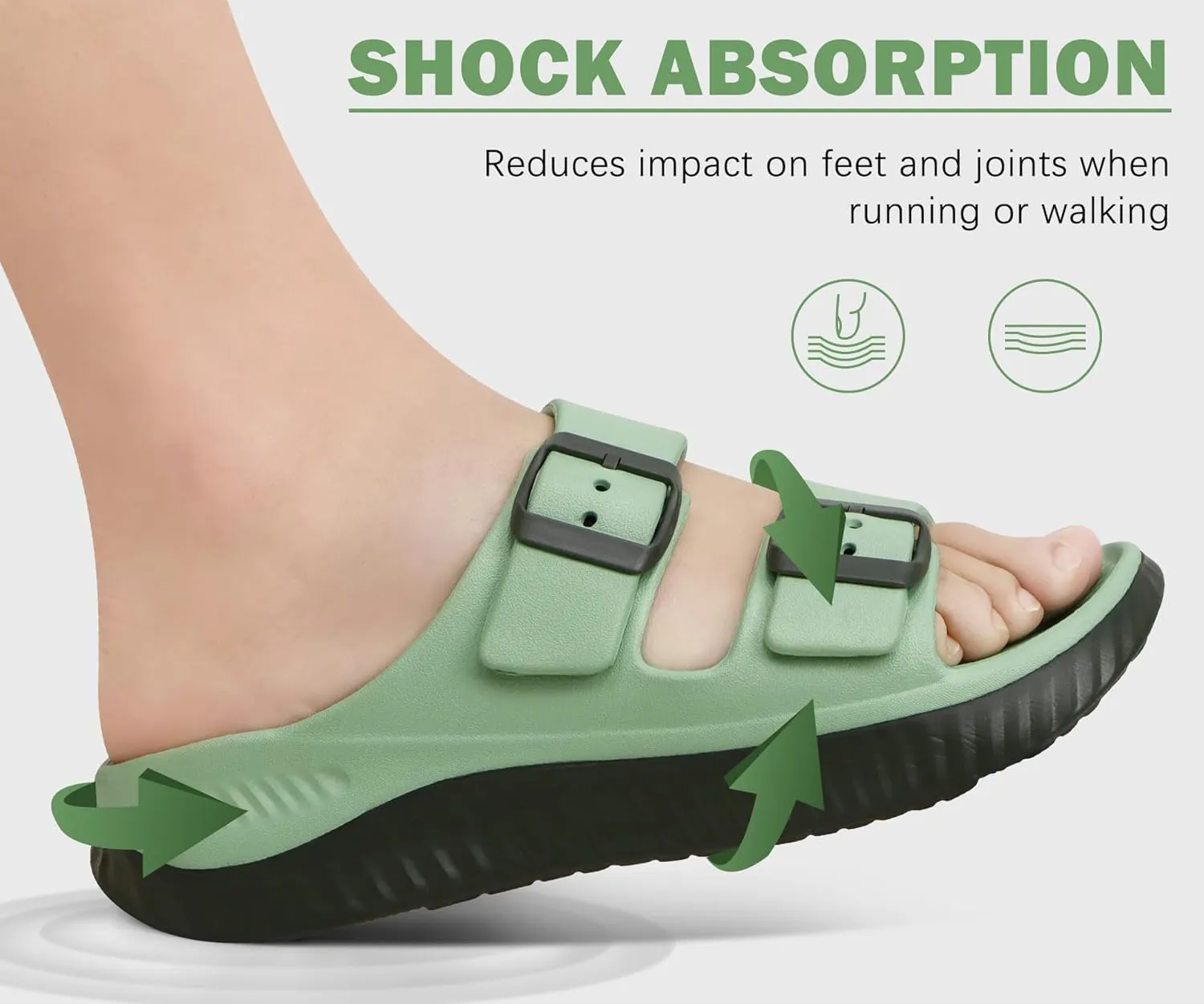 KuaiLu Womens Recovery Sandals With Comfortable Plantar Fasciitis Arch Support, Orthotic Adjustable Thick Cushion Sport Slides Reduces Stress on Feet, Joints & Back Post-Exercise
