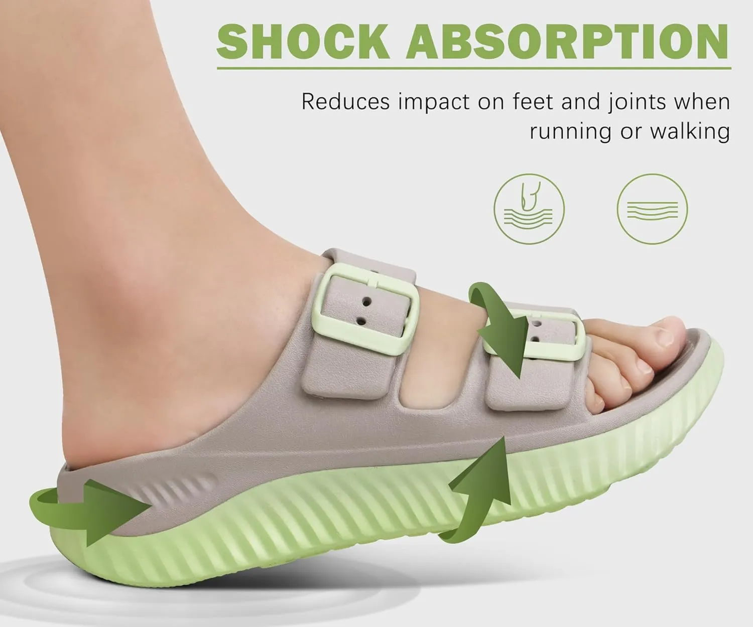 KuaiLu Womens Recovery Sandals With Comfortable Plantar Fasciitis Arch Support, Orthotic Adjustable Thick Cushion Sport Slides Reduces Stress on Feet, Joints & Back Post-Exercise