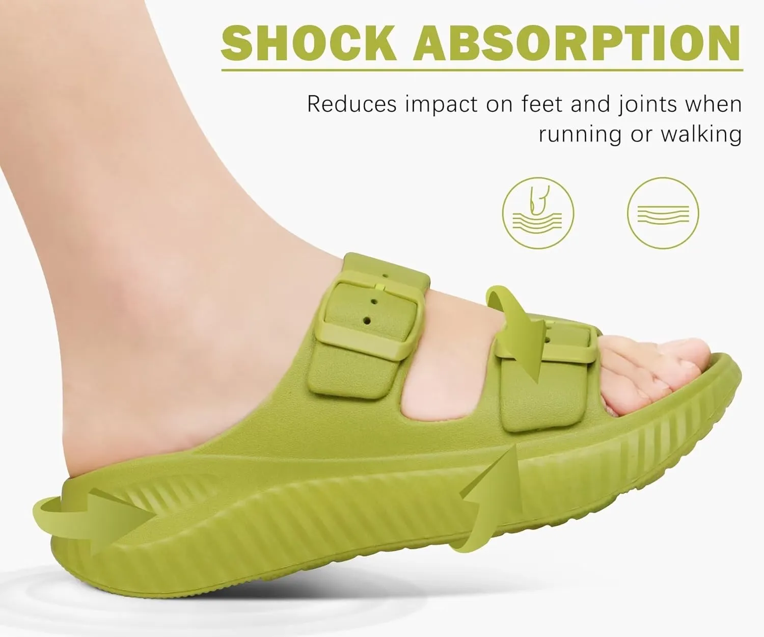 KuaiLu Womens Recovery Sandals With Comfortable Plantar Fasciitis Arch Support, Orthotic Adjustable Thick Cushion Sport Slides Reduces Stress on Feet, Joints & Back Post-Exercise