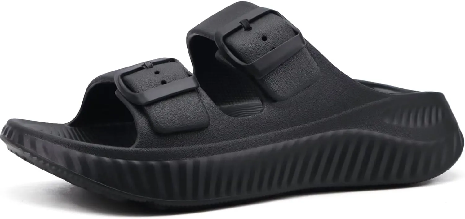 KuaiLu Womens Recovery Sandals With Comfortable Plantar Fasciitis Arch Support, Orthotic Adjustable Thick Cushion Sport Slides Reduces Stress on Feet, Joints & Back Post-Exercise