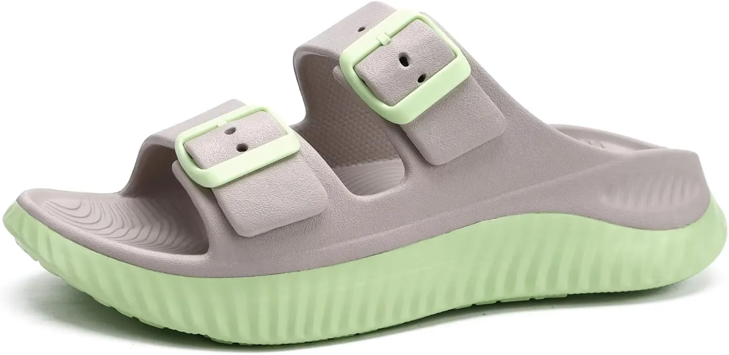 KuaiLu Womens Recovery Sandals With Comfortable Plantar Fasciitis Arch Support, Orthotic Adjustable Thick Cushion Sport Slides Reduces Stress on Feet, Joints & Back Post-Exercise
