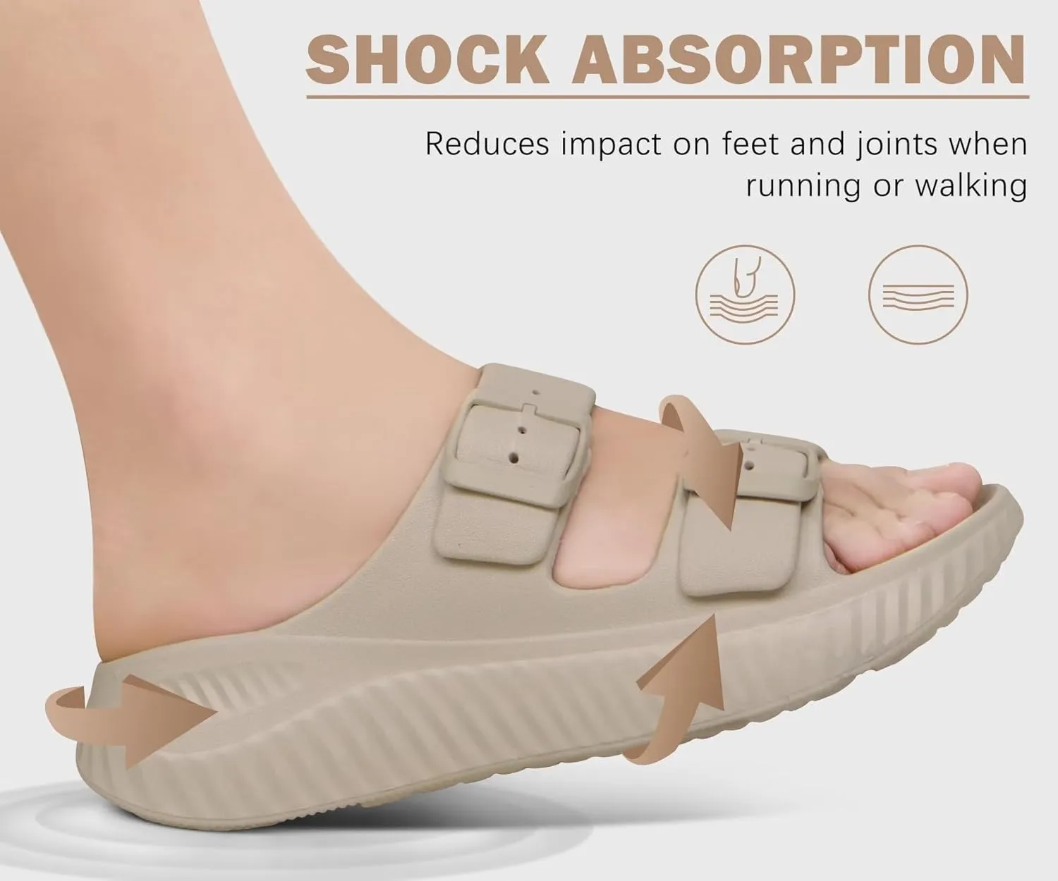 KuaiLu Womens Recovery Sandals With Comfortable Plantar Fasciitis Arch Support, Orthotic Adjustable Thick Cushion Sport Slides Reduces Stress on Feet, Joints & Back Post-Exercise