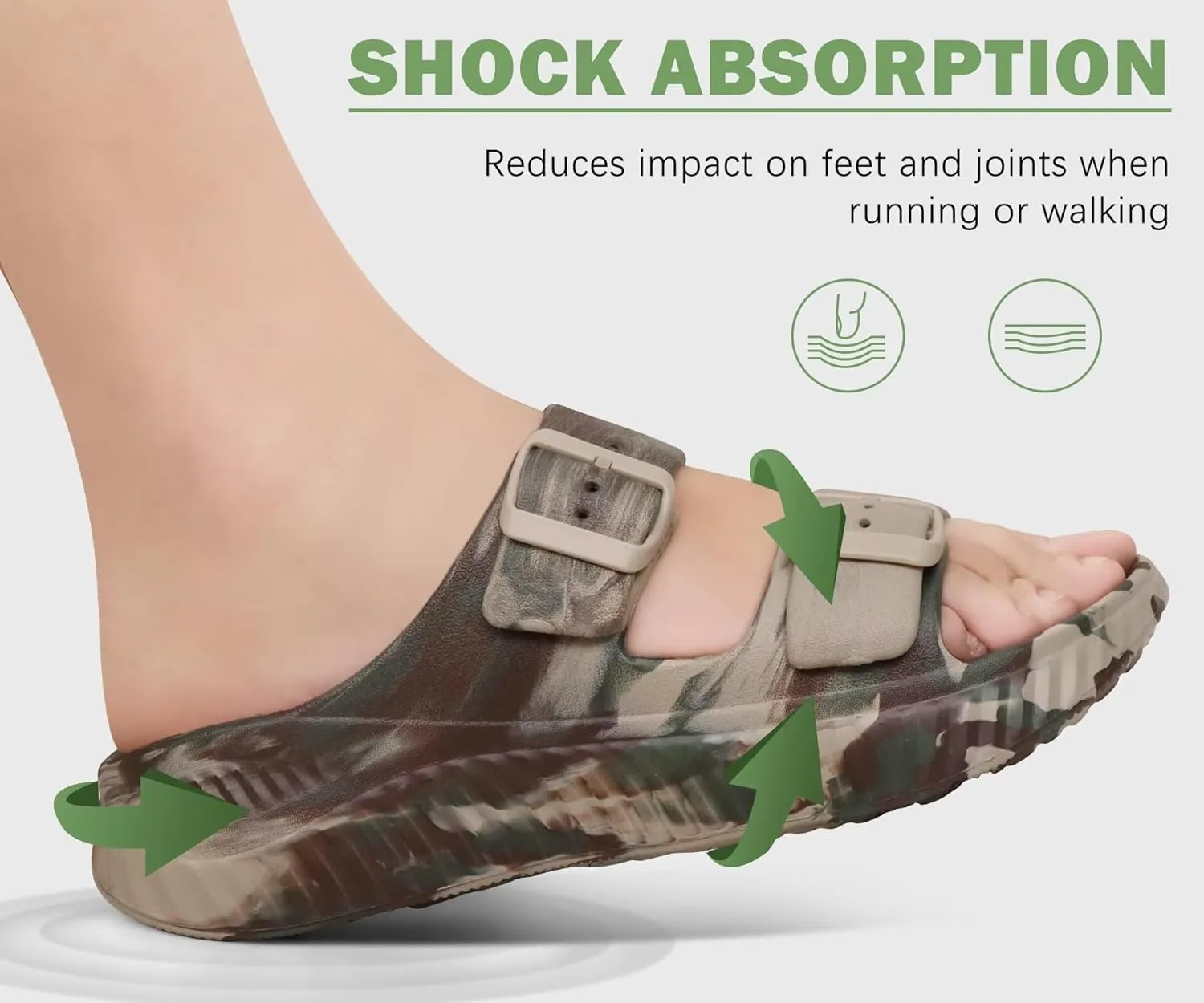 KuaiLu Womens Recovery Sandals With Comfortable Plantar Fasciitis Arch Support, Orthotic Adjustable Thick Cushion Sport Slides Reduces Stress on Feet, Joints & Back Post-Exercise