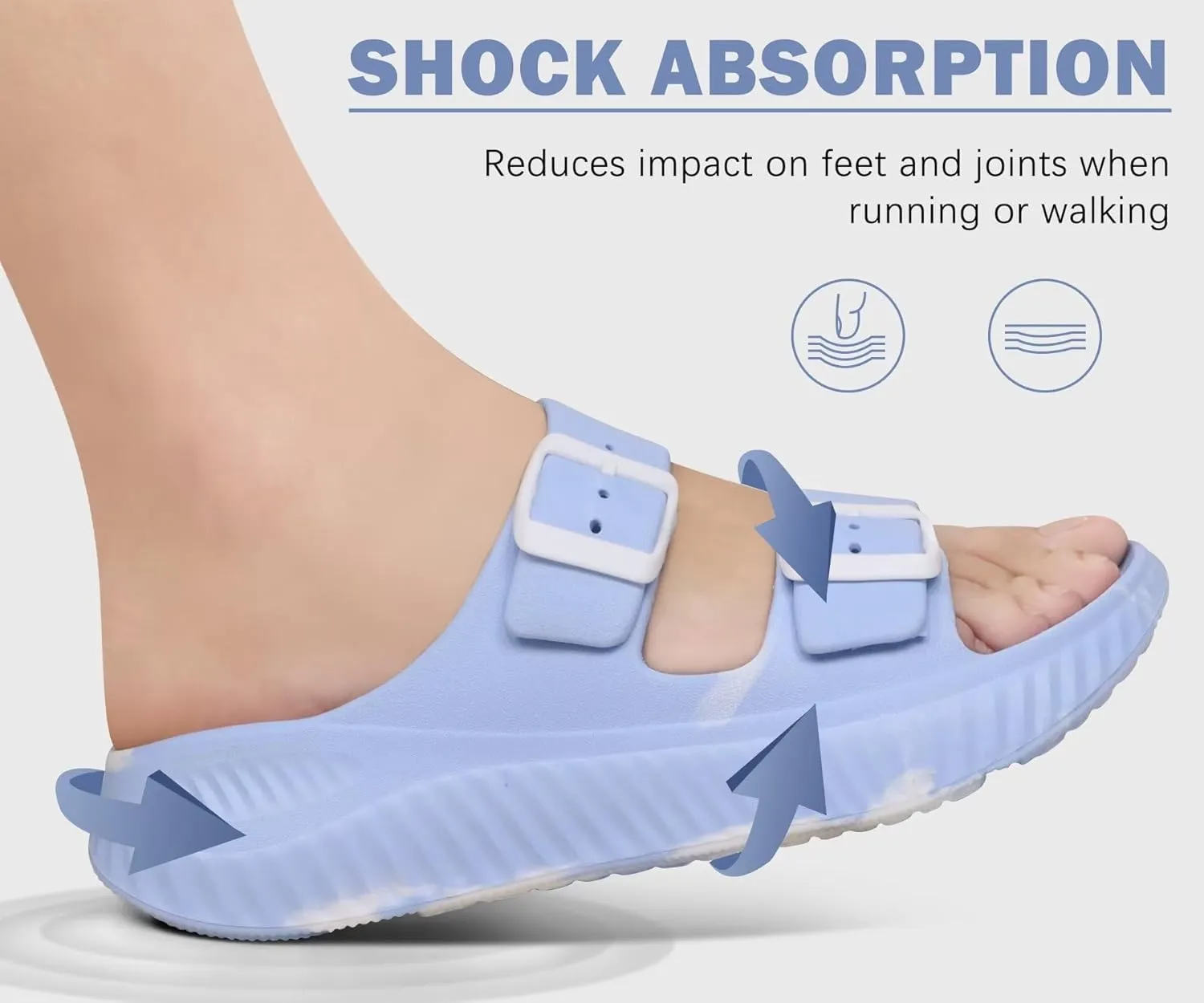 KuaiLu Womens Recovery Sandals With Comfortable Plantar Fasciitis Arch Support, Orthotic Adjustable Thick Cushion Sport Slides Reduces Stress on Feet, Joints & Back Post-Exercise