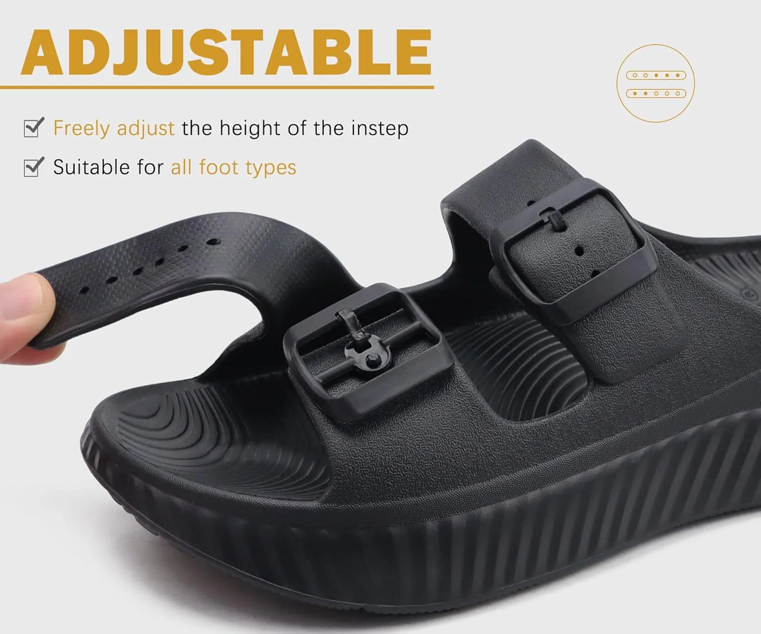 KuaiLu Womens Recovery Sandals With Comfortable Plantar Fasciitis Arch Support, Orthotic Adjustable Thick Cushion Sport Slides Reduces Stress on Feet, Joints & Back Post-Exercise