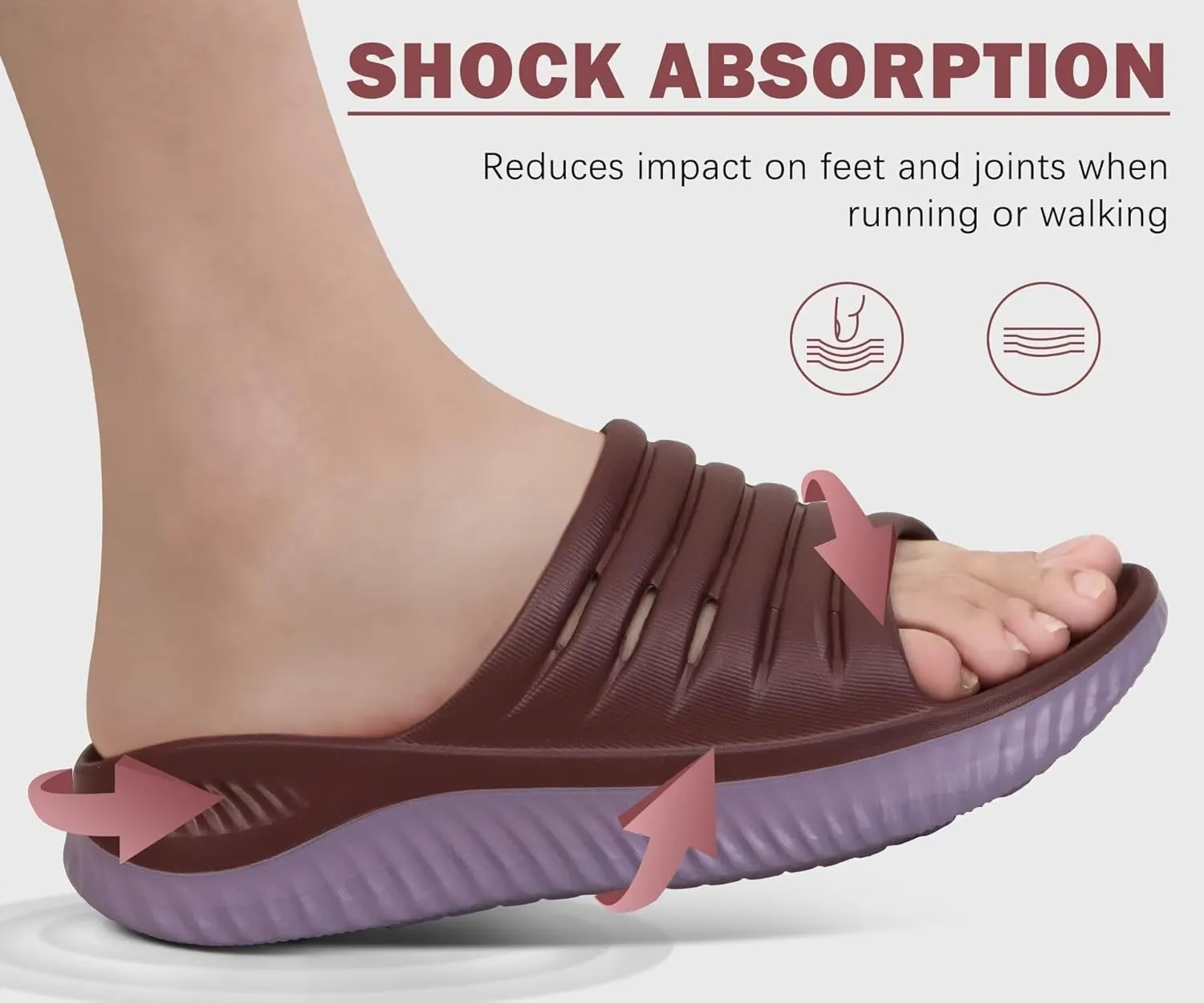 KuaiLu Womens Recovery Sandals With Comfortable Plantar Fasciitis Support,Ladies Orthotic Open Toe Sport Slides Thick Cushion Reduces Stress on Feet,Joints & Back Post-Exercise
