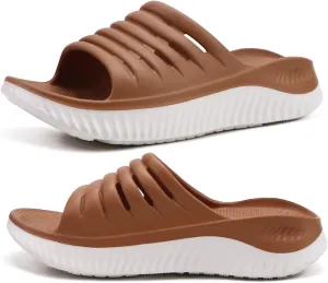 KuaiLu Womens Recovery Sandals With Comfortable Plantar Fasciitis Support,Ladies Orthotic Open Toe Sport Slides Thick Cushion Reduces Stress on Feet,Joints & Back Post-Exercise