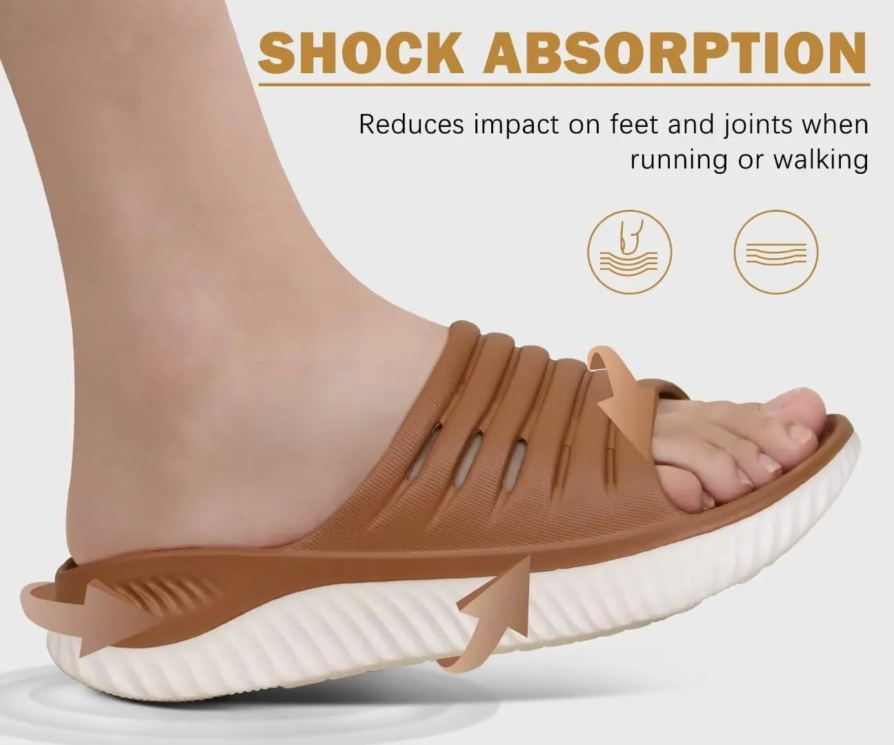 KuaiLu Womens Recovery Sandals With Comfortable Plantar Fasciitis Support,Ladies Orthotic Open Toe Sport Slides Thick Cushion Reduces Stress on Feet,Joints & Back Post-Exercise