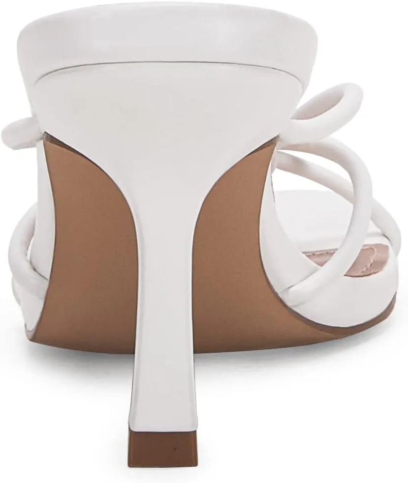 LAICIGO Women’s Square Open Toe Flip Flops Stiletto Heels Strappy Thong Slide on Slingback Mules Sandals
