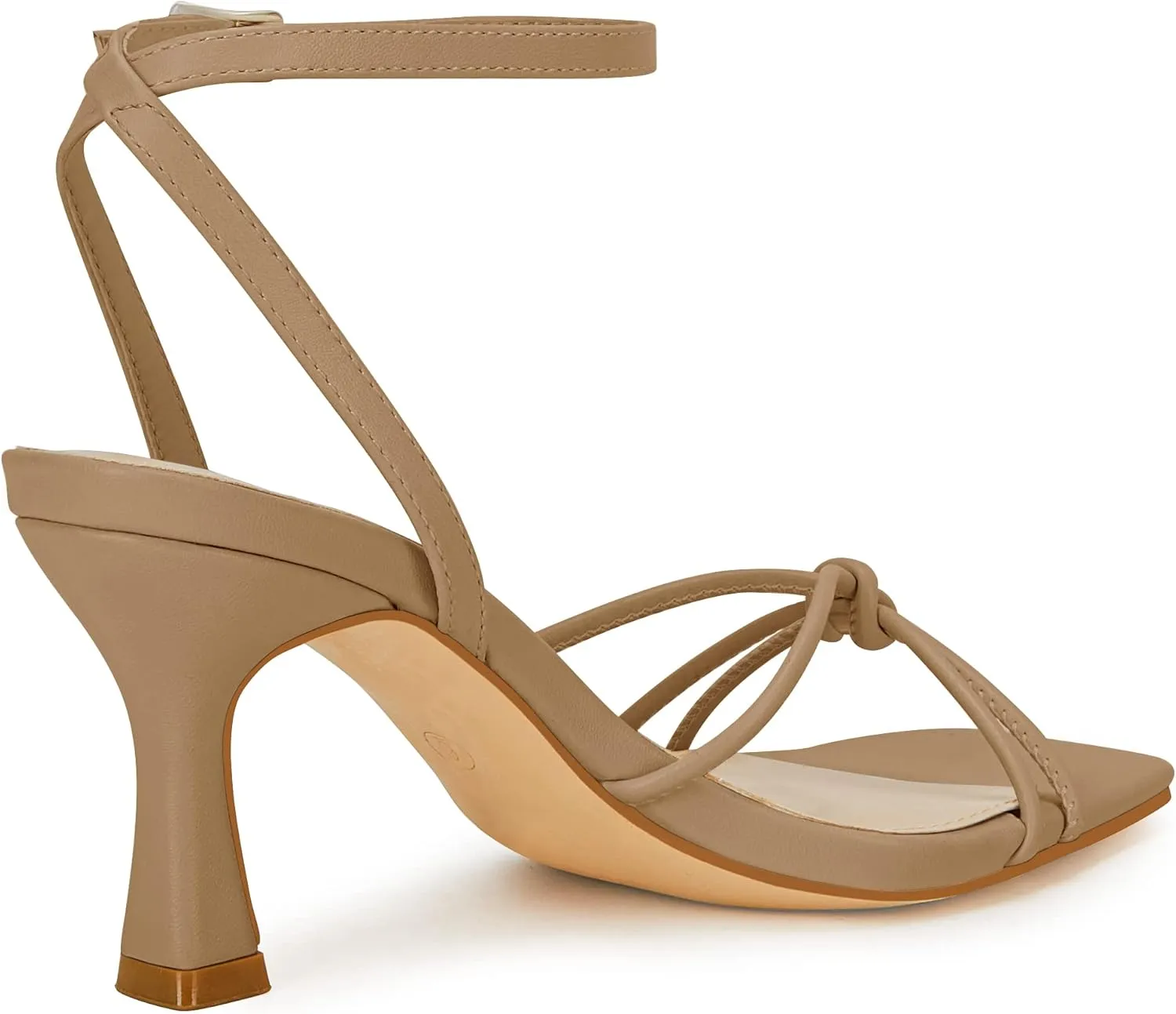 LAICIGO Women's Square Open Toe Heeled Sandals Stiletto Kitten Heel Ankle Buckle Strap Slingback Summer Dress Sandals