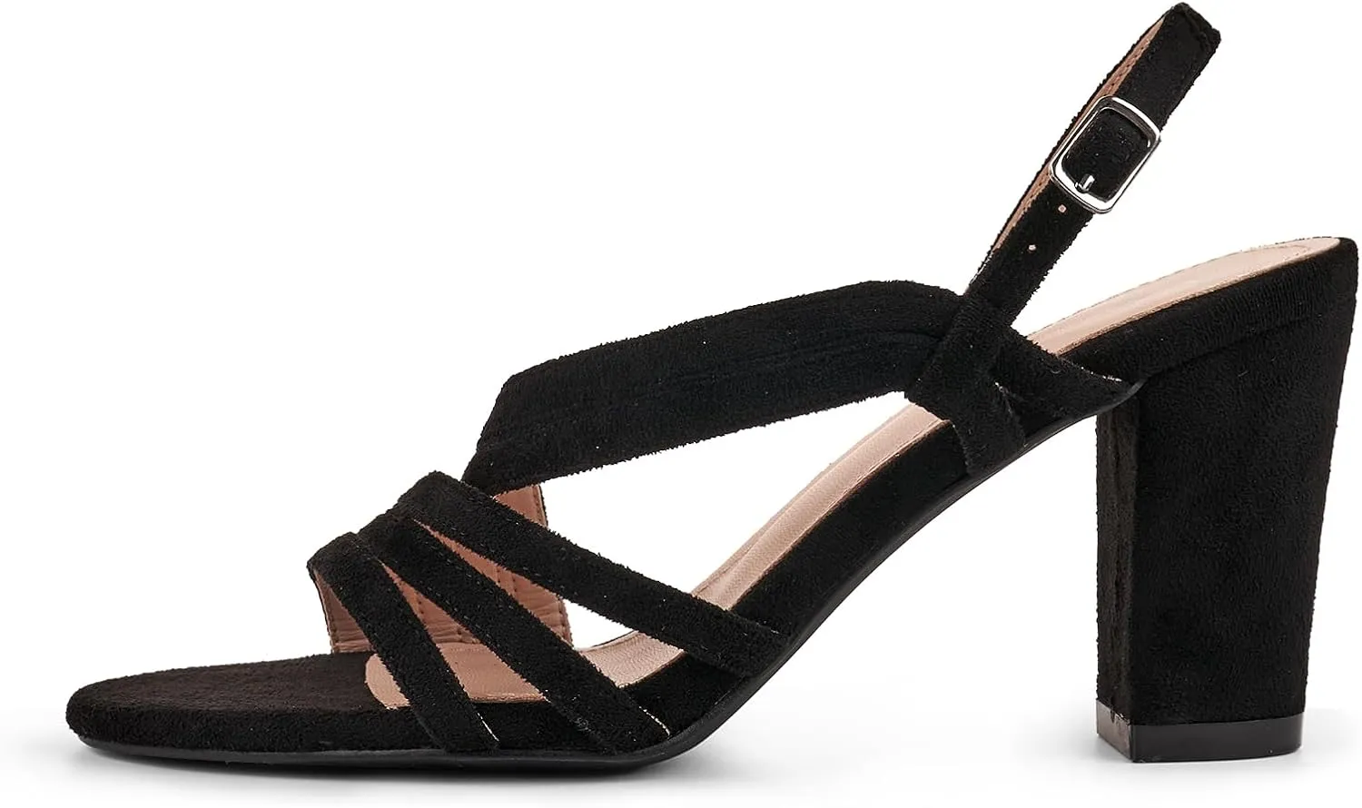 LALA IKAI Women's Strappy Slingback Chunky Heels Open Toe Rhinestones Sandals Fashion Dress Shoes