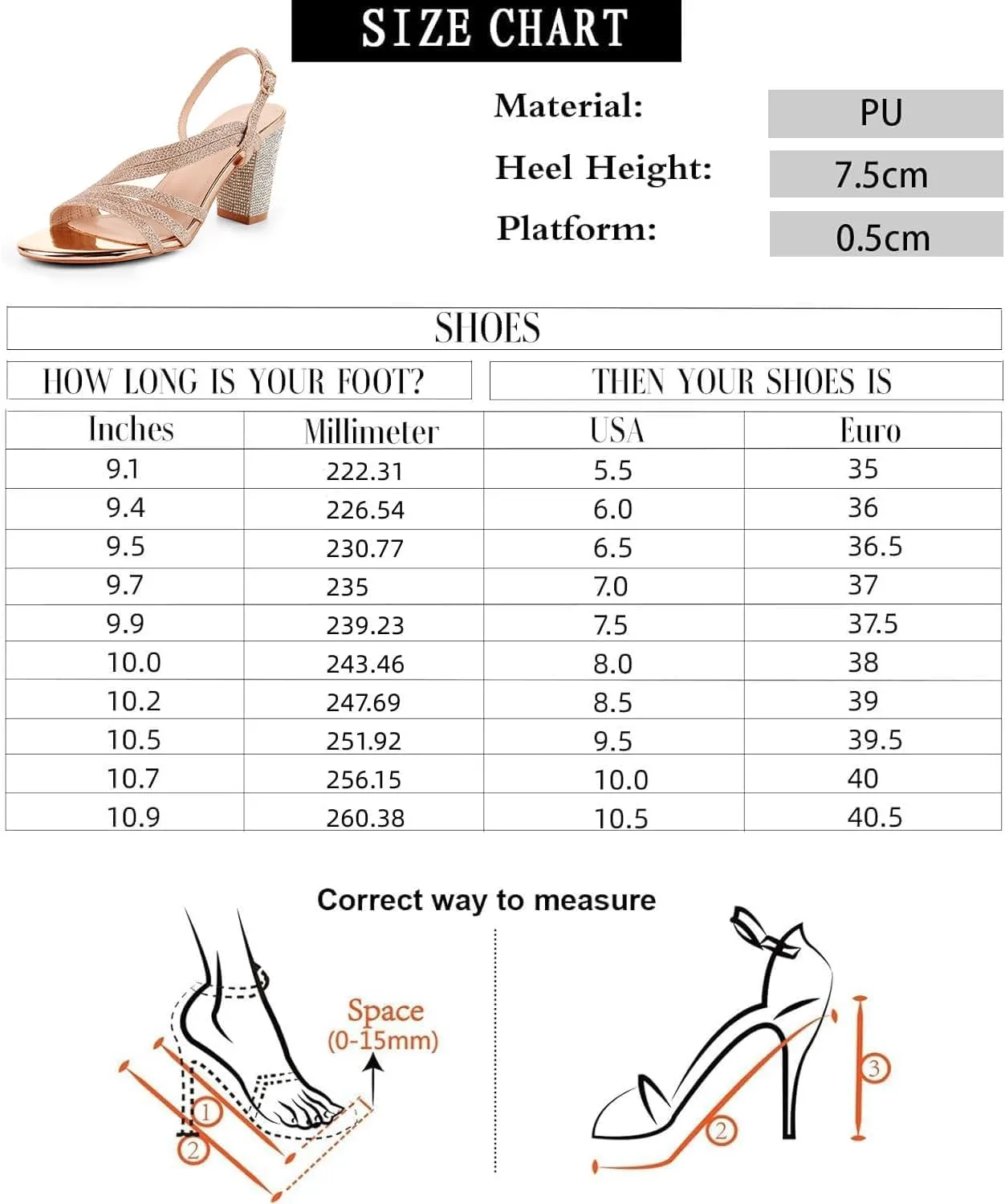 LALA IKAI Women's Strappy Slingback Chunky Heels Open Toe Rhinestones Sandals Fashion Dress Shoes