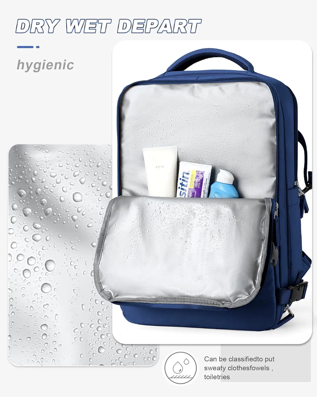 Large Travel Backpack for Men Carry on Backpack for Airplanes Mochila de Viaje Traveling Backpack for Women Airback Backpack for Traveling on Airplane Personal Item Backpack for Travel Bag Navy Blue