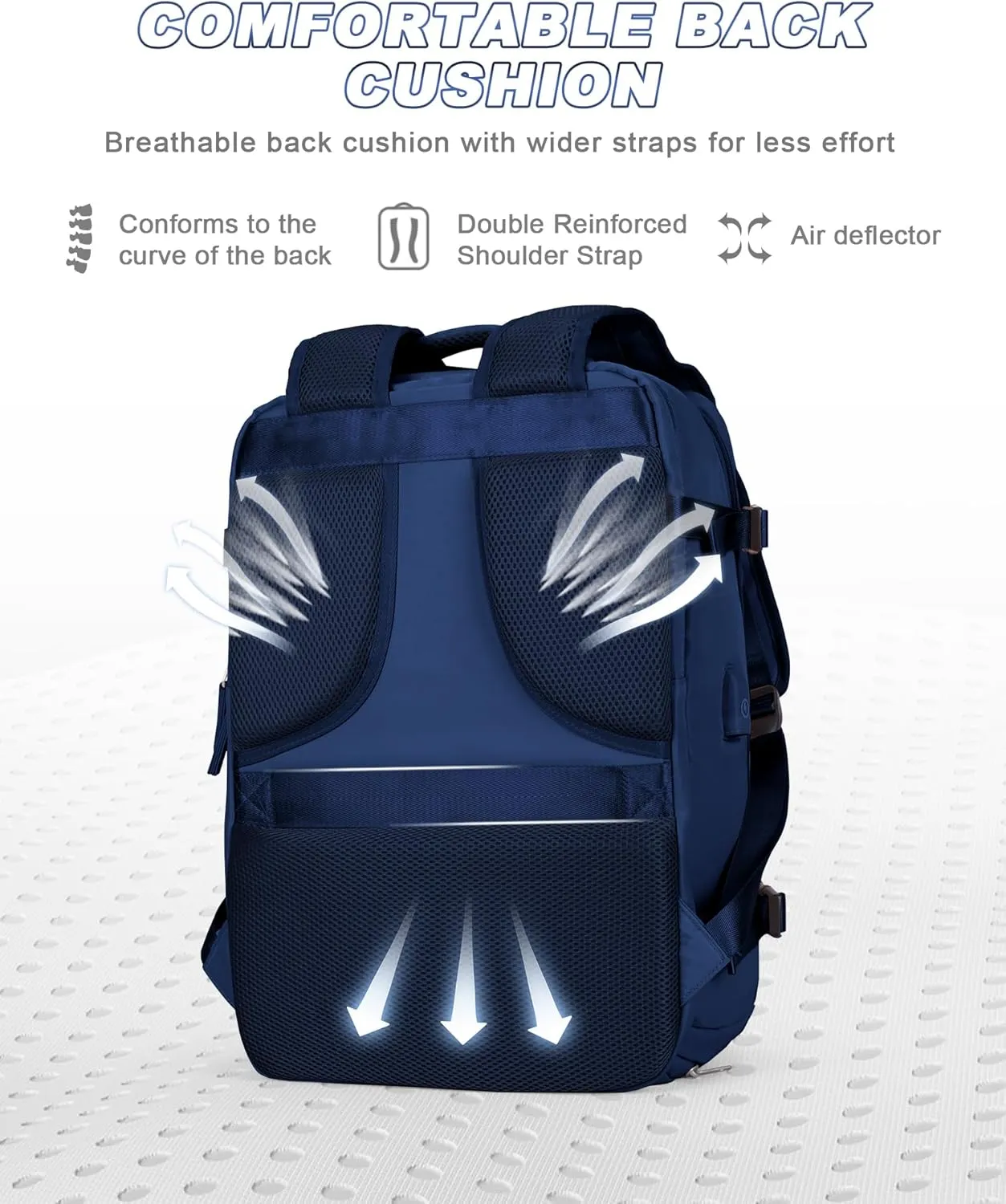 Large Travel Backpack for Men Carry on Backpack for Airplanes Mochila de Viaje Traveling Backpack for Women Airback Backpack for Traveling on Airplane Personal Item Backpack for Travel Bag Navy Blue