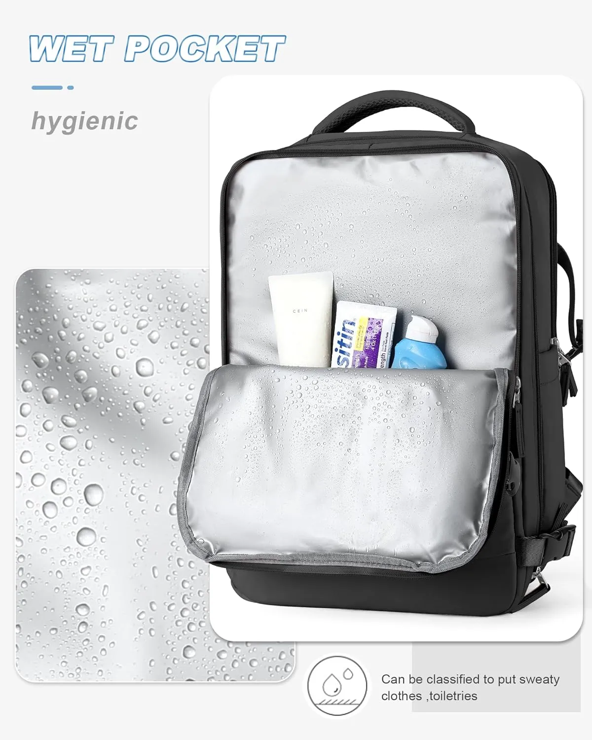 Large Travel Backpack For Women Men Airline Approved Personal Item Bag For Airlines Carry On Backpack Flight Approved Waterproof Backpack For Traveling On Airplane College Laptop Backpack Black