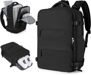 Large Travel Backpack For Women Men Airline Approved Personal Item Bag For Airlines Carry On Backpack Flight Approved Waterproof Backpack For Traveling On Airplane College Laptop Backpack Black