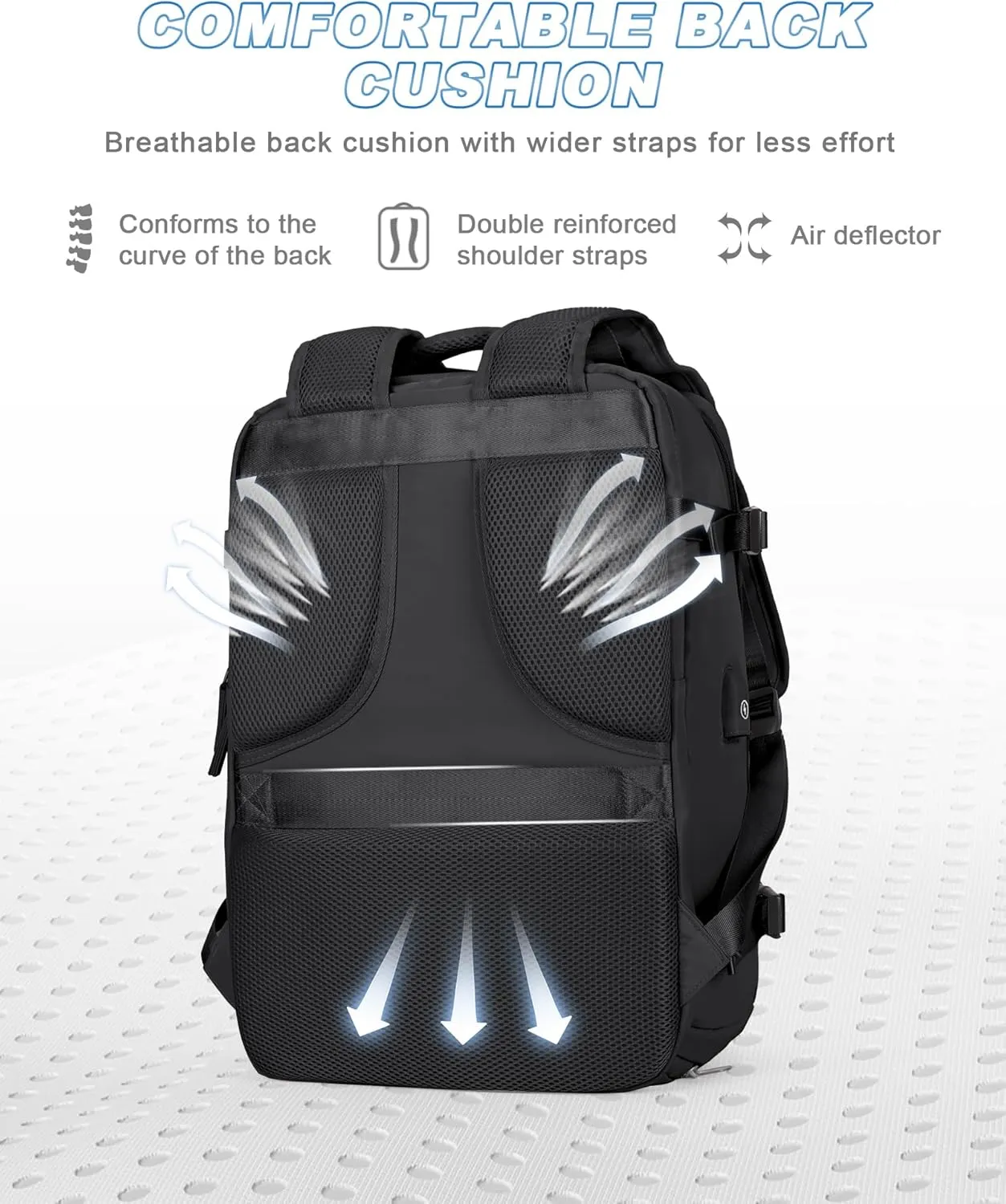 Large Travel Backpack For Women Men Airline Approved Personal Item Bag For Airlines Carry On Backpack Flight Approved Waterproof Backpack For Traveling On Airplane College Laptop Backpack Black