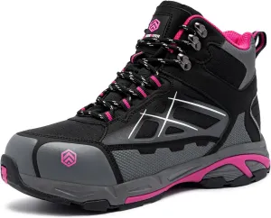 LARNMERN Steel Toe Boots for Women Lightweight Industrial Construction Boots Work Safety Shoes Hiking Boots Indestructible Shoes