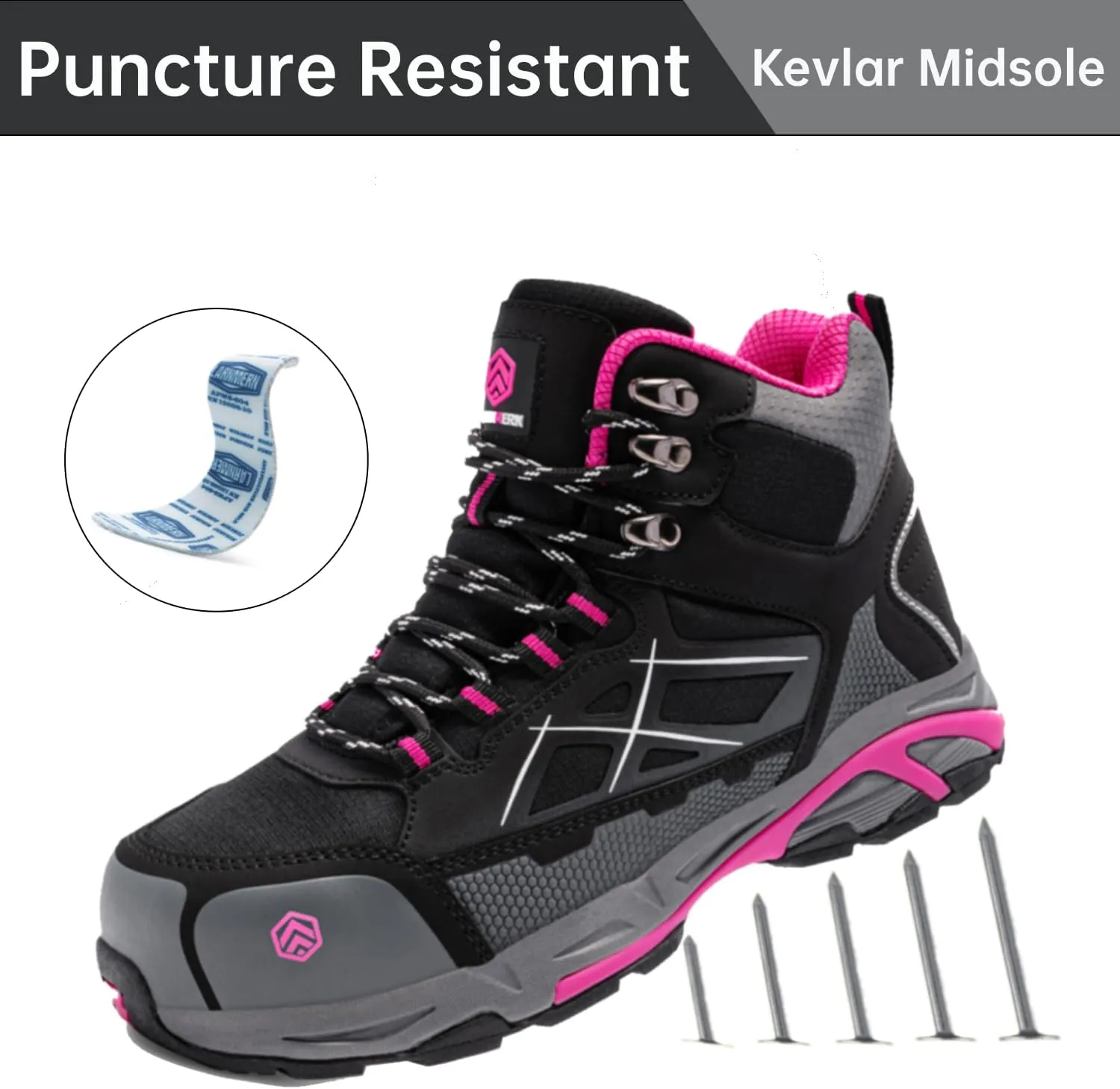 LARNMERN Steel Toe Boots for Women Lightweight Industrial Construction Boots Work Safety Shoes Hiking Boots Indestructible Shoes