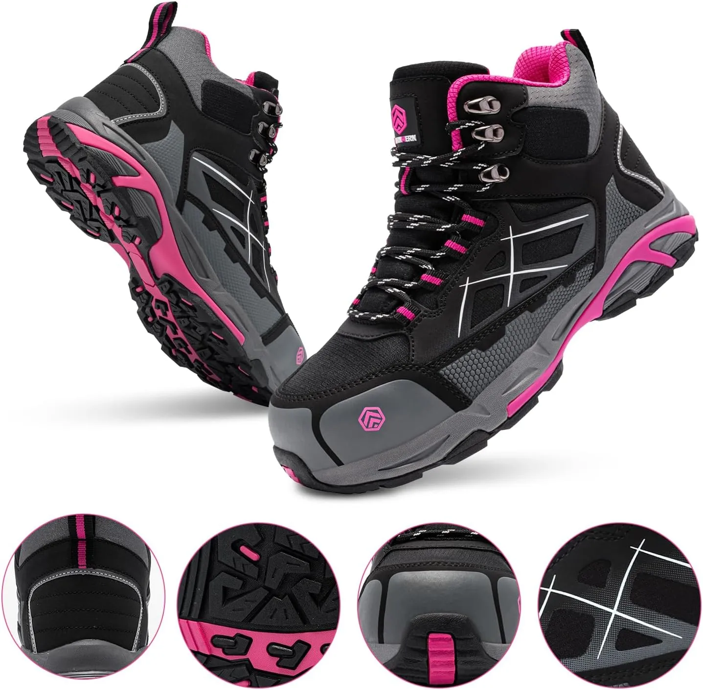 LARNMERN Steel Toe Boots for Women Lightweight Industrial Construction Boots Work Safety Shoes Hiking Boots Indestructible Shoes