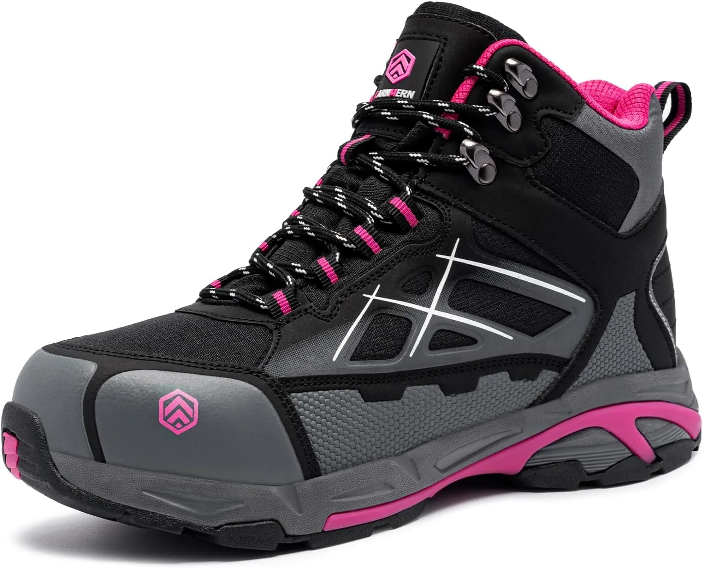 LARNMERN Steel Toe Boots for Women Lightweight Industrial Construction Boots Work Safety Shoes Hiking Boots Indestructible Shoes