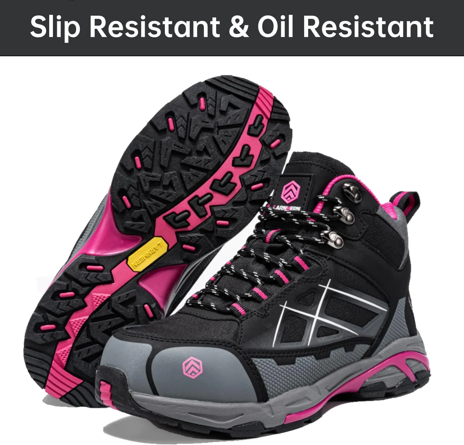 LARNMERN Steel Toe Boots for Women Lightweight Industrial Construction Boots Work Safety Shoes Hiking Boots Indestructible Shoes