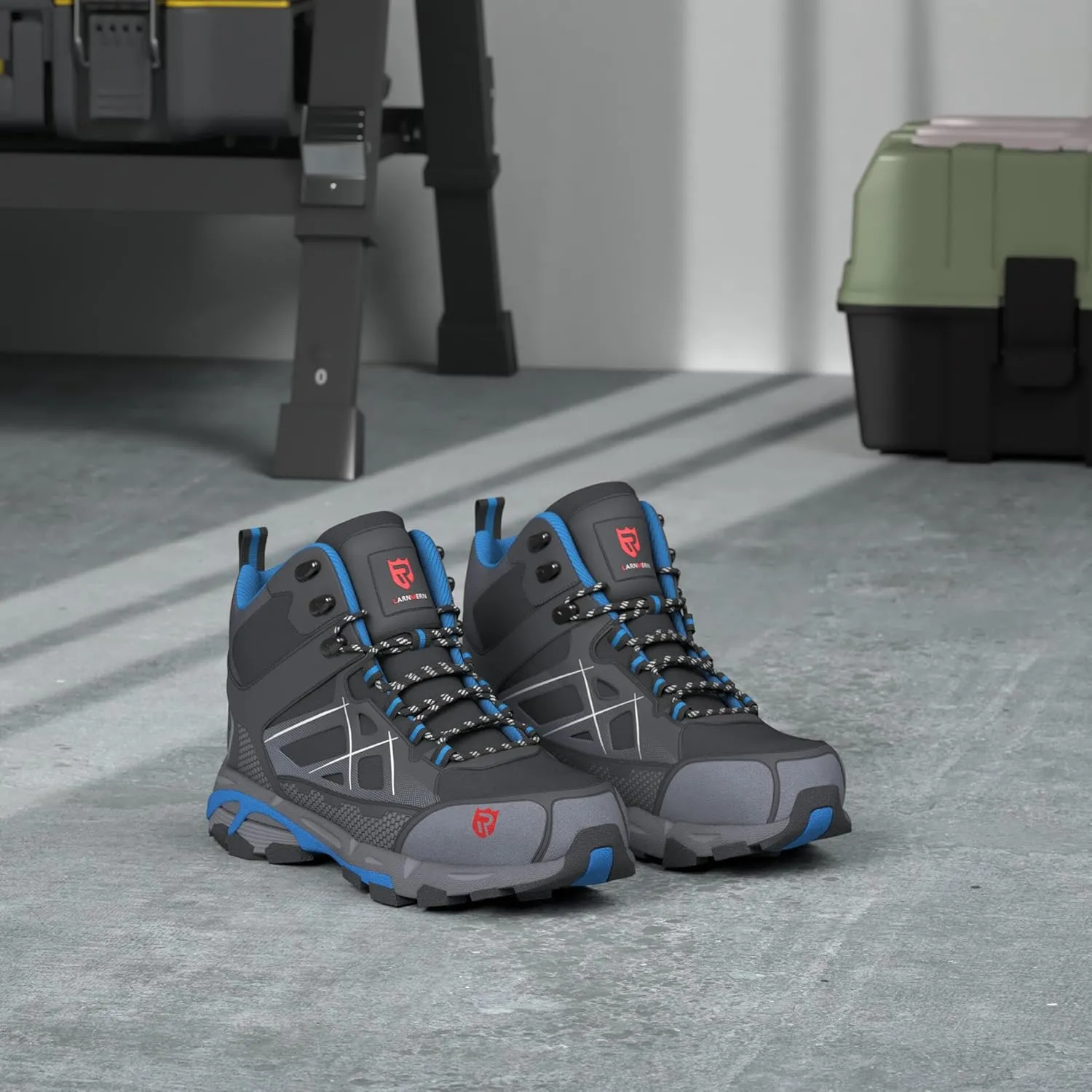 LARNMERN Steel Toe Boots Men, Non Slip Work Puncture Proof Safety Boot, Industrial Construction Comfortable Outdoor Hiking Military Tactical Shoes