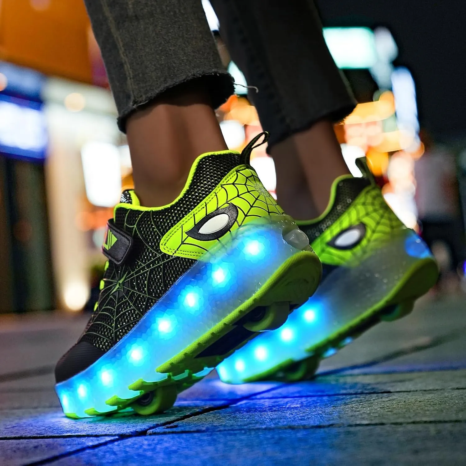 LED Light-Up Kids Roller Sneakers - Boys & Girls Adjustable Roller Shoes for Sports, Birthday, Christmas & Performance Gifts