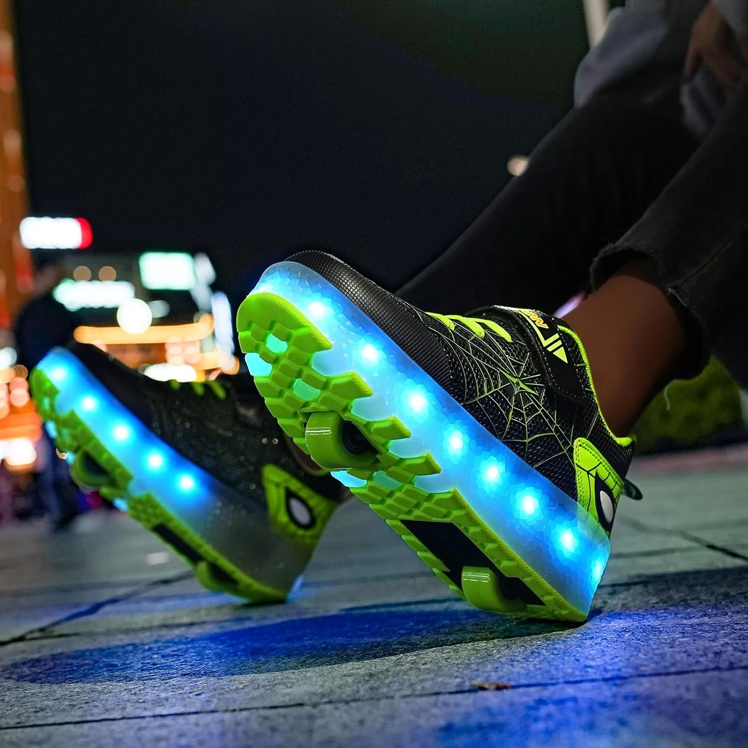 LED Light-Up Kids Roller Sneakers - Boys & Girls Adjustable Roller Shoes for Sports, Birthday, Christmas & Performance Gifts