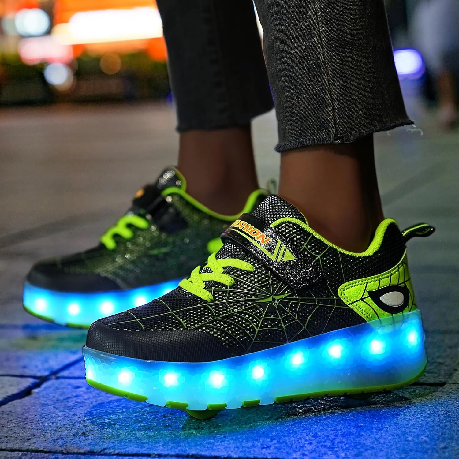 LED Light-Up Kids Roller Sneakers - Boys & Girls Adjustable Roller Shoes for Sports, Birthday, Christmas & Performance Gifts