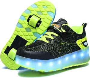LED Light-Up Kids Roller Sneakers - Boys & Girls Adjustable Roller Shoes for Sports, Birthday, Christmas & Performance Gifts