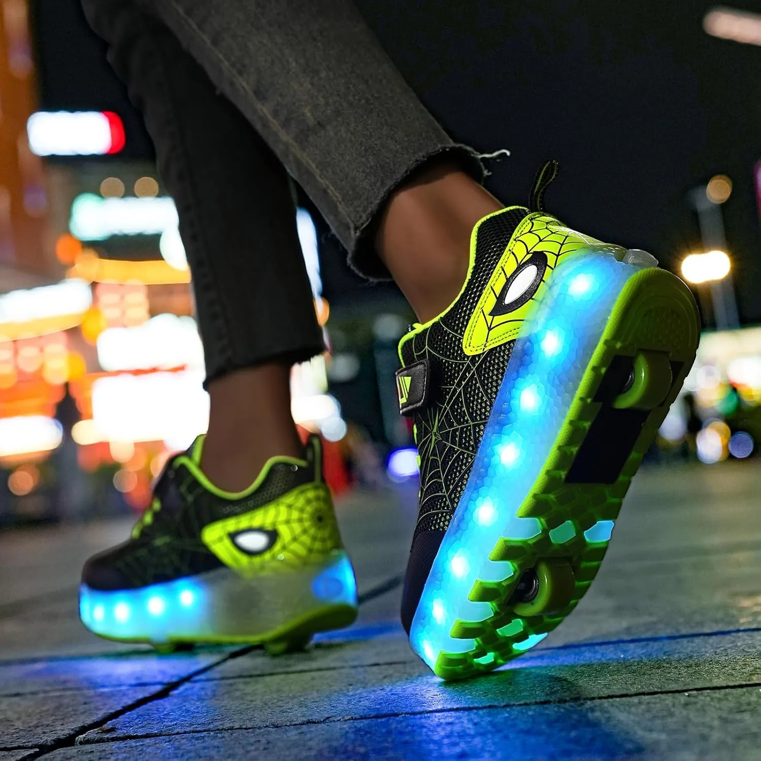 LED Light-Up Kids Roller Sneakers - Boys & Girls Adjustable Roller Shoes for Sports, Birthday, Christmas & Performance Gifts