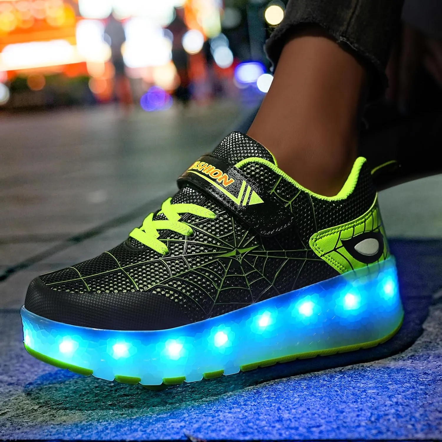 LED Light-Up Kids Roller Sneakers - Boys & Girls Adjustable Roller Shoes for Sports, Birthday, Christmas & Performance Gifts