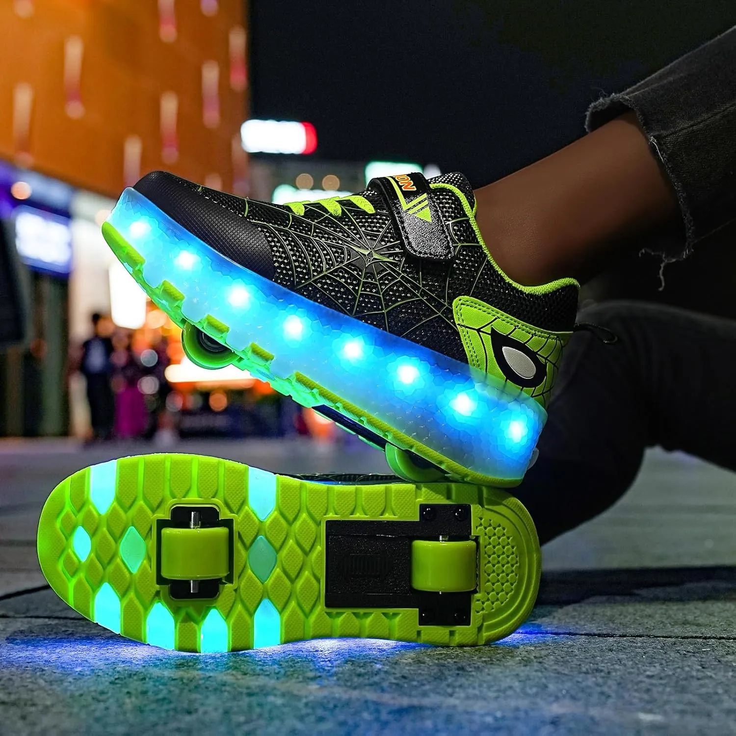 LED Light-Up Kids Roller Sneakers - Boys & Girls Adjustable Roller Shoes for Sports, Birthday, Christmas & Performance Gifts