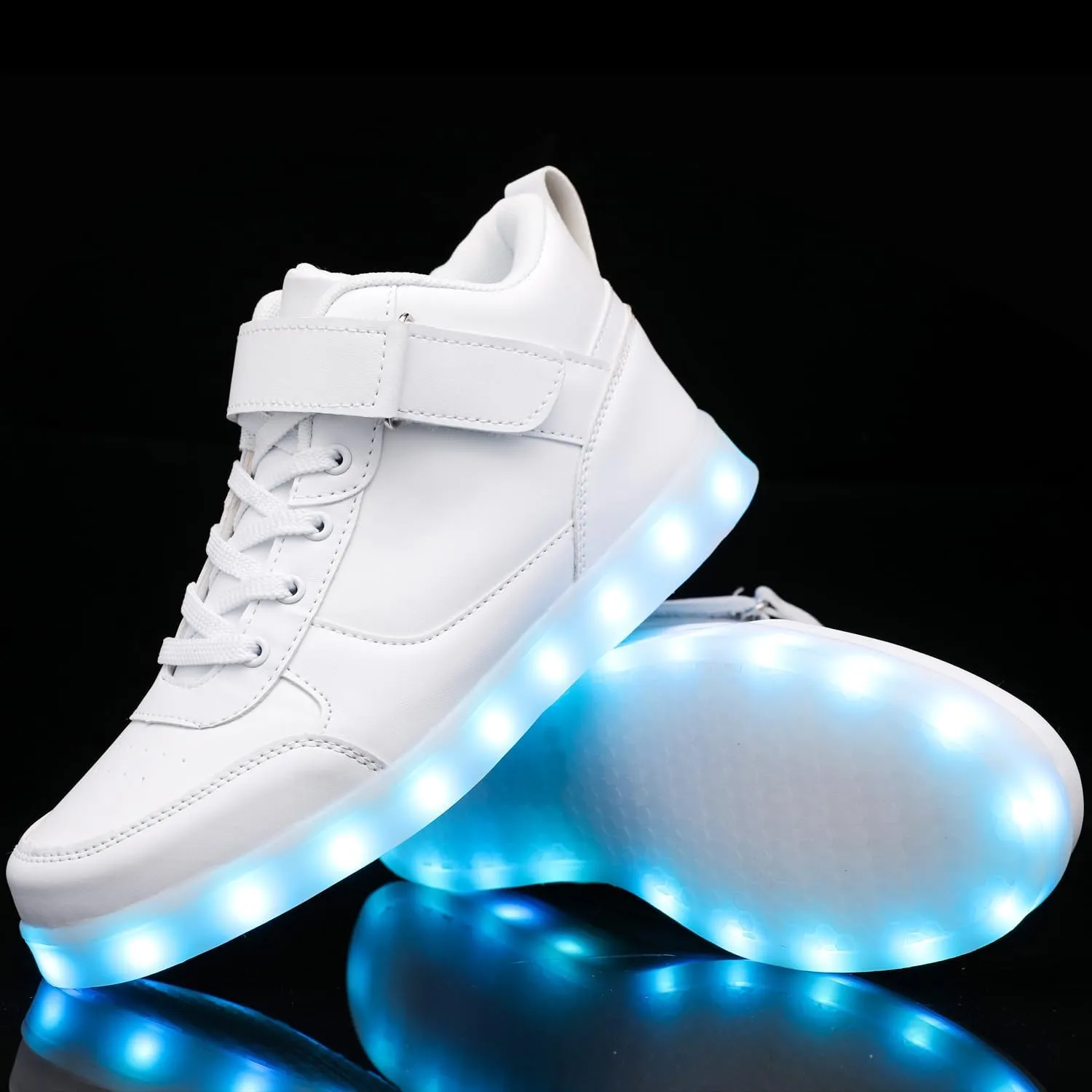 LED Unisex Light Up Shoes High Top Luminous Flashing USB Charging Lace Up Couples Sneakers for Women Men