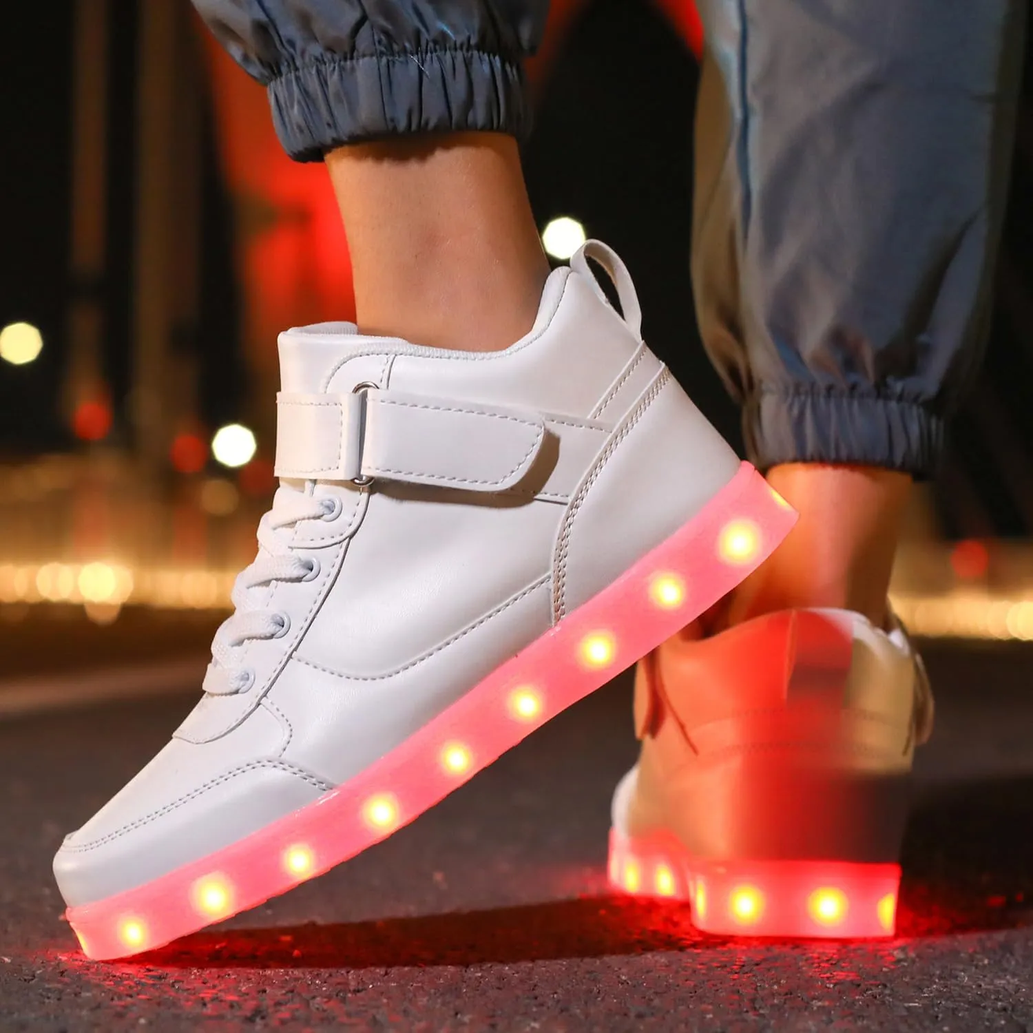 LED Unisex Light Up Shoes High Top Luminous Flashing USB Charging Lace Up Couples Sneakers for Women Men