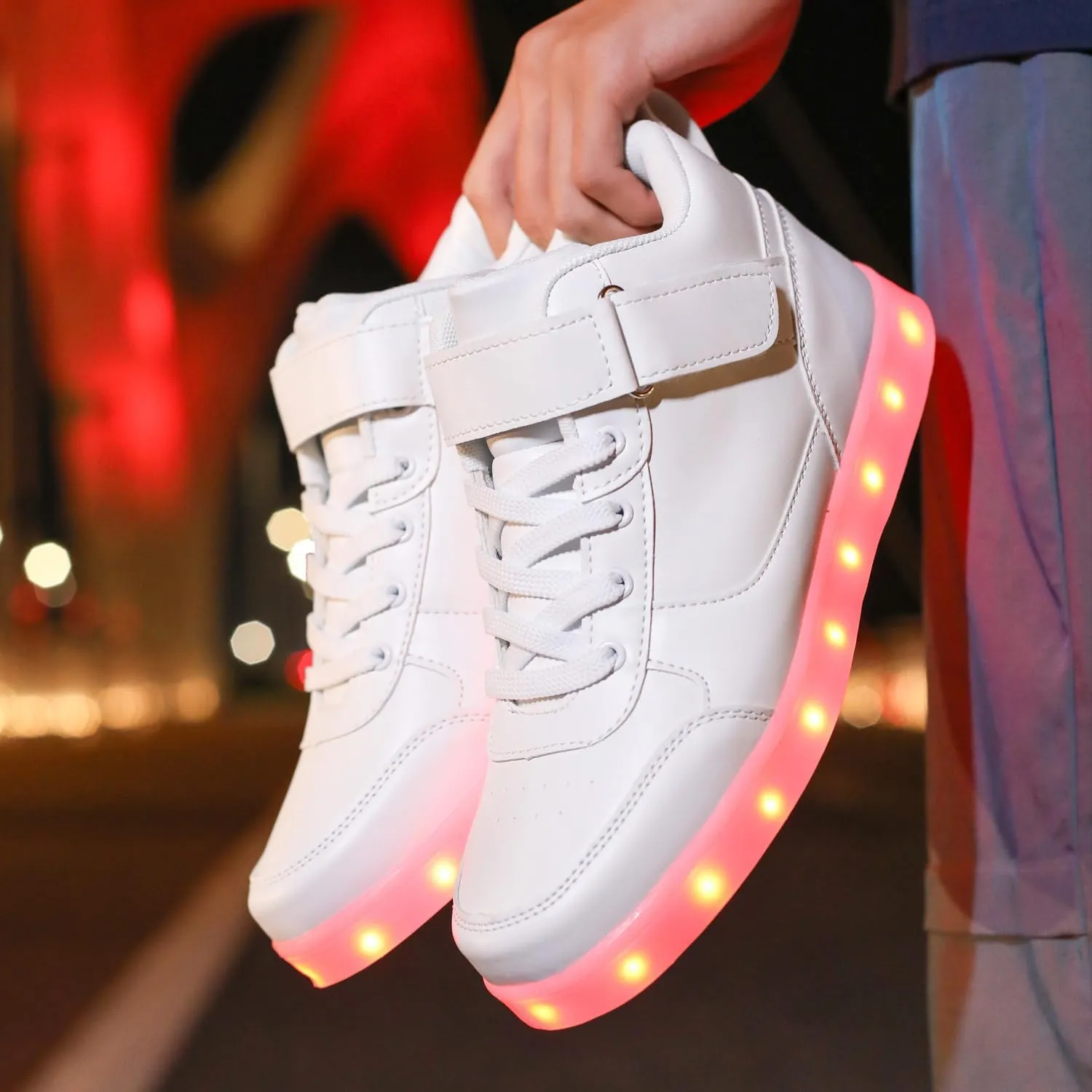 LED Unisex Light Up Shoes High Top Luminous Flashing USB Charging Lace Up Couples Sneakers for Women Men
